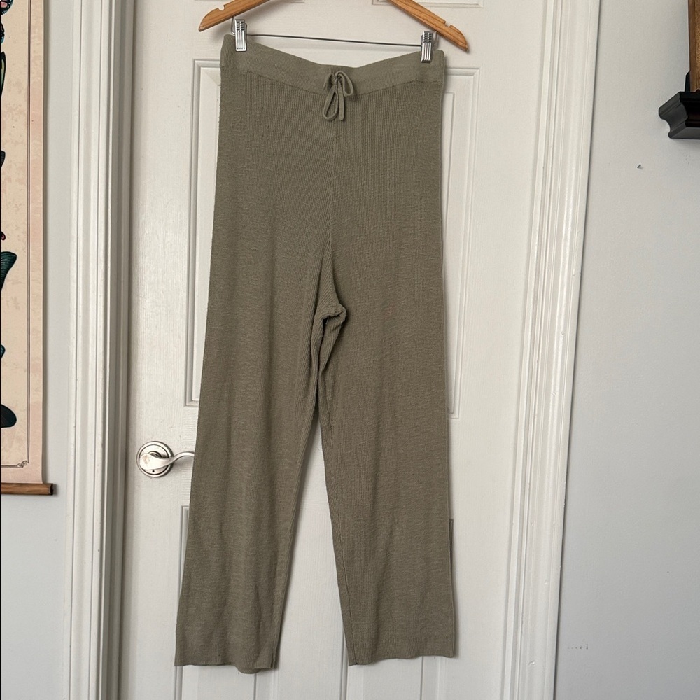 Free people beach khaki green flowy pants large